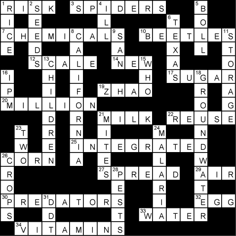 Crossword Puzzles Answers on Crossword Puzzle   Spiders Help Farmers Grow Safer Crops