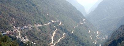 Looking down from China’s Tibetan Autonomous Region to the border with Nepal: Photograph by Sara Shneiderman